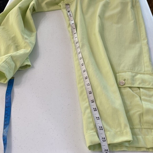 Tommy Bahama Lime Green Cargo Cropped Pants Textured Cotton Draw Cord Pull On - Picture 11 of 13